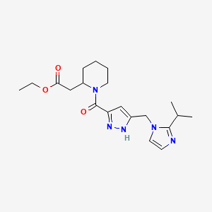 molecular formula C20H29N5O3 B6106822 ethyl [1-({5-[(2-isopropyl-1H-imidazol-1-yl)methyl]-1H-pyrazol-3-yl}carbonyl)-2-piperidinyl]acetate 