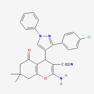 2-amino-4-[3-(4-chlorophenyl)-1-phenylpyrazol-4-yl]-7,7-dimethyl-5-oxo-6,8-dihydro-4H-chromene-3-carbonitrile