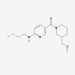 molecular formula C16H25N3O2S B6106858 5-{[3-(methoxymethyl)-1-piperidinyl]carbonyl}-N-[2-(methylthio)ethyl]-2-pyridinamine 