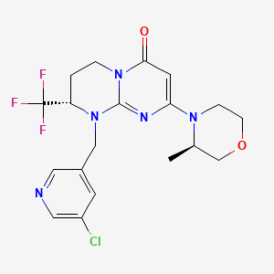molecular formula C19H21ClF3N5O2 B610686 (S)-1-((5-chloropyridin-3-yl)methyl)-8-((R)-3-methylmorpholino)-2-(trifluoromethyl)-3,4-dihydro-1H-pyrimido[1,2-a]pyrimidin-6(2H)-one CAS No. 1523406-39-4