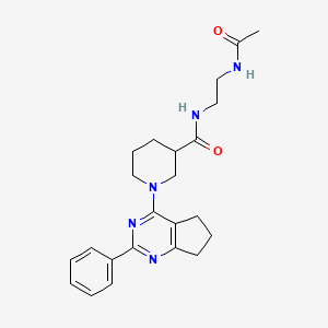 molecular formula C23H29N5O2 B6106872 N-[2-(acetylamino)ethyl]-1-(2-phenyl-6,7-dihydro-5H-cyclopenta[d]pyrimidin-4-yl)-3-piperidinecarboxamide 