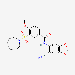 molecular formula C22H23N3O6S B6106907 3-(AZEPANE-1-SULFONYL)-N-(6-CYANO-2H-1,3-BENZODIOXOL-5-YL)-4-METHOXYBENZAMIDE 