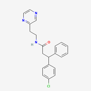 3-(4-chlorophenyl)-3-phenyl-N-[2-(2-pyrazinyl)ethyl]propanamide