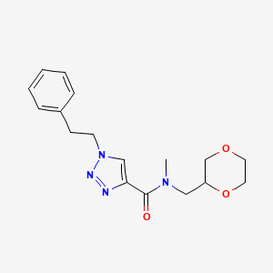 molecular formula C17H22N4O3 B6106941 N-(1,4-dioxan-2-ylmethyl)-N-methyl-1-(2-phenylethyl)triazole-4-carboxamide 