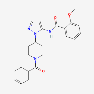 molecular formula C23H28N4O3 B6106983 N-{1-[1-(3-cyclohexen-1-ylcarbonyl)-4-piperidinyl]-1H-pyrazol-5-yl}-2-methoxybenzamide 