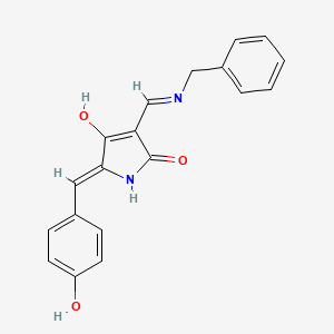 molecular formula C19H16N2O3 B6106994 3-[(benzylamino)methylene]-5-(4-hydroxybenzylidene)-2,4-pyrrolidinedione 