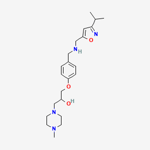 molecular formula C22H34N4O3 B6107076 1-[4-({[(3-isopropyl-5-isoxazolyl)methyl]amino}methyl)phenoxy]-3-(4-methyl-1-piperazinyl)-2-propanol 