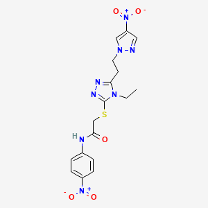 2-({4-ethyl-5-[2-(4-nitro-1H-pyrazol-1-yl)ethyl]-4H-1,2,4-triazol-3-yl}thio)-N-(4-nitrophenyl)acetamide