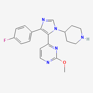 molecular formula C18H17N5O3 B610709 4-(4-(4-氟苯基)-1-(哌啶-4-基)-1H-咪唑-5-基)-2-甲氧基嘧啶 CAS No. 193746-75-7