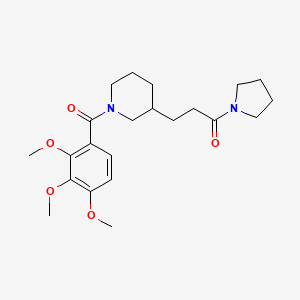 molecular formula C22H32N2O5 B6107094 3-[3-oxo-3-(1-pyrrolidinyl)propyl]-1-(2,3,4-trimethoxybenzoyl)piperidine 