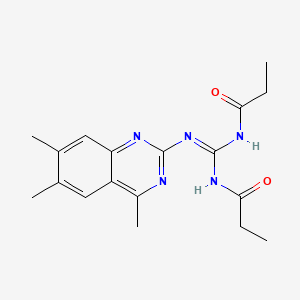 molecular formula C18H23N5O2 B6107135 N,N'-{[(4,6,7-trimethyl-2-quinazolinyl)amino]methylylidene}dipropanamide 