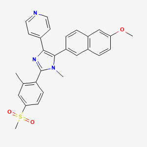 molecular formula C28H25N3O3S B610716 4-{5-(6-Methoxynaphthalen-2-Yl)-1-Methyl-2-[2-Methyl-4-(Methylsulfonyl)phenyl]-1h-Imidazol-4-Yl}pyridine CAS No. 956613-01-7