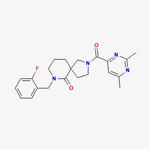 molecular formula C22H25FN4O2 B6107167 2-(2,6-Dimethylpyrimidine-4-carbonyl)-7-[(2-fluorophenyl)methyl]-2,7-diazaspiro[4.5]decan-6-one 