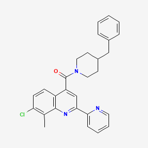 molecular formula C28H26ClN3O B6107195 4-[(4-benzyl-1-piperidinyl)carbonyl]-7-chloro-8-methyl-2-(2-pyridinyl)quinoline 