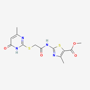 molecular formula C13H14N4O4S2 B6107217 methyl 4-methyl-2-({[(4-methyl-6-oxo-1,6-dihydro-2-pyrimidinyl)thio]acetyl}amino)-1,3-thiazole-5-carboxylate 