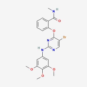 molecular formula C21H21BrN4O5 B610725 2-((5-Bromo-2-((3,4,5-trimethoxyphenyl)amino)pyrimidin-4-yl)oxy)-N-methylbenzamide CAS No. 1884220-36-3
