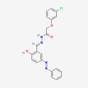 molecular formula C21H17ClN4O3 B6107301 2-(3-chlorophenoxy)-N'-[(E)-{2-hydroxy-5-[(E)-phenyldiazenyl]phenyl}methylidene]acetohydrazide 