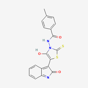 molecular formula C19H13N3O3S2 B6107329 4-methyl-N-[(5Z)-4-oxo-5-(2-oxo-1,2-dihydro-3H-indol-3-ylidene)-2-thioxo-1,3-thiazolidin-3-yl]benzamide 