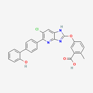molecular formula C26H18ClN3O4 B610733 5-{[6-氯-5-(2'-羟基[1,1'-联苯]-4-基)-1H-咪唑并[4,5-b]吡啶-2-基]氧基}-2-甲基苯甲酸 CAS No. 1364692-88-5