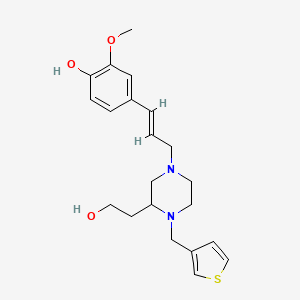 molecular formula C21H28N2O3S B6107365 4-{(1E)-3-[3-(2-hydroxyethyl)-4-(3-thienylmethyl)-1-piperazinyl]-1-propen-1-yl}-2-methoxyphenol 