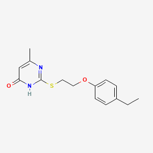 molecular formula C15H18N2O2S B6107395 2-{[2-(4-ethylphenoxy)ethyl]thio}-6-methyl-4-pyrimidinol 