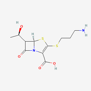 molecular formula C11H16N2O4S2 B610741 (5R)-3-(3-氨基丙基硫烷基)-6-[(1R)-1-羟乙基]-7-氧代-4-硫杂-1-氮杂双环[3.2.0]庚-2-烯-2-羧酸 CAS No. 81036-52-4