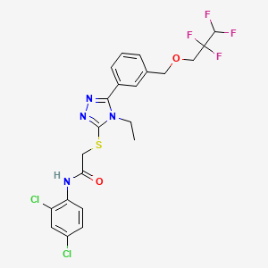 molecular formula C22H20Cl2F4N4O2S B6107427 N-(2,4-dichlorophenyl)-2-[(4-ethyl-5-{3-[(2,2,3,3-tetrafluoropropoxy)methyl]phenyl}-4H-1,2,4-triazol-3-yl)thio]acetamide 