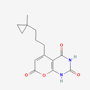 molecular formula C14H16N2O4 B610744 5-(3-(1-Methylcyclopropyl)propyl)-1H-pyrano(2,3-d)pyrimidine-2,4,7(3H)-trione CAS No. 915210-50-3