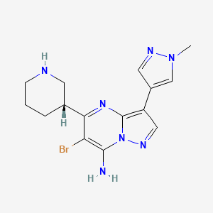 molecular formula C15H18BrN7 B610745 (R)-6-bromo-3-(1-methyl-1H-pyrazol-4-yl)-5-(piperidin-3-yl)pyrazolo[1,5-a]pyrimidin-7-amine CAS No. 891494-63-6