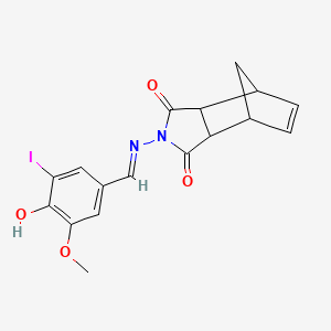 4-[(4-hydroxy-3-iodo-5-methoxybenzylidene)amino]-4-azatricyclo[5.2.1.0~2,6~]dec-8-ene-3,5-dione