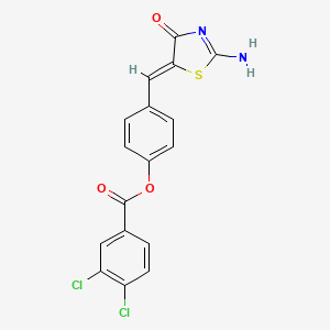 molecular formula C17H10Cl2N2O3S B6107578 4-[(2-imino-4-oxo-1,3-thiazolidin-5-ylidene)methyl]phenyl 3,4-dichlorobenzoate 