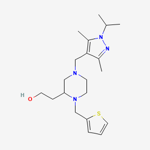 molecular formula C20H32N4OS B6107609 2-[4-[(1-isopropyl-3,5-dimethyl-1H-pyrazol-4-yl)methyl]-1-(2-thienylmethyl)-2-piperazinyl]ethanol 