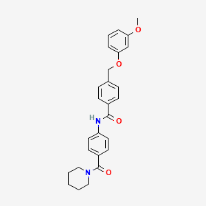 4-[(3-methoxyphenoxy)methyl]-N-[4-(piperidine-1-carbonyl)phenyl]benzamide