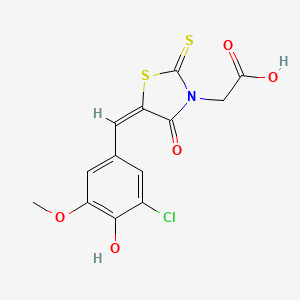 2-[(5E)-5-[(3-chloro-4-hydroxy-5-methoxyphenyl)methylidene]-4-oxo-2-sulfanylidene-1,3-thiazolidin-3-yl]acetic acid