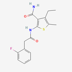 molecular formula C16H17FN2O2S B6107722 4-ethyl-2-{[(2-fluorophenyl)acetyl]amino}-5-methyl-3-thiophenecarboxamide 