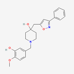 molecular formula C23H26N2O4 B6107734 1-(3-hydroxy-4-methoxybenzyl)-4-[(3-phenyl-5-isoxazolyl)methyl]-4-piperidinol 