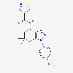 N-[1-(4-methoxyphenyl)-6,6-dimethyl-4,5,6,7-tetrahydro-1H-indazol-4-yl]-1,2,5-thiadiazole-3-carboxamide