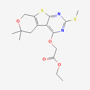 molecular formula C16H20N2O4S2 B6107857 ethyl 2-[(12,12-dimethyl-5-methylsulfanyl-11-oxa-8-thia-4,6-diazatricyclo[7.4.0.02,7]trideca-1(9),2,4,6-tetraen-3-yl)oxy]acetate 