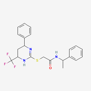 N-(1-phenylethyl)-2-{[6-phenyl-4-(trifluoromethyl)-1,4,5,6-tetrahydro-2-pyrimidinyl]thio}acetamide