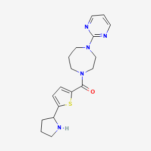 molecular formula C18H23N5OS B6107897 1-(2-pyrimidinyl)-4-{[5-(2-pyrrolidinyl)-2-thienyl]carbonyl}-1,4-diazepane bis(trifluoroacetate) 