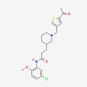 molecular formula C22H27ClN2O3S B6107900 3-{1-[(5-acetyl-3-thienyl)methyl]-3-piperidinyl}-N-(5-chloro-2-methoxyphenyl)propanamide 