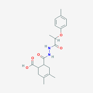 molecular formula C20H26N2O5 B6107910 3,4-Dimethyl-6-({2-[2-(4-methylphenoxy)propanoyl]hydrazinyl}carbonyl)cyclohex-3-ene-1-carboxylic acid 