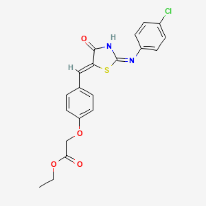 ethyl (4-{[2-[(4-chlorophenyl)amino]-4-oxo-1,3-thiazol-5(4H)-ylidene]methyl}phenoxy)acetate