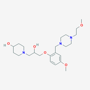 molecular formula C23H39N3O5 B6108016 1-[2-hydroxy-3-(4-methoxy-2-{[4-(2-methoxyethyl)-1-piperazinyl]methyl}phenoxy)propyl]-4-piperidinol 