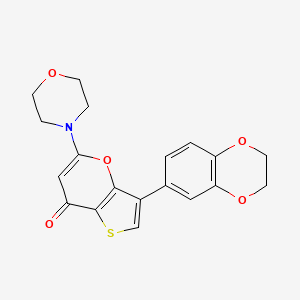 molecular formula C19H17NO5S B610804 3-(2,3-dihydrobenzo[b][1,4]dioxin-6-yl)-5-morpholino-7H-thieno[3,2-b]pyran-7-one CAS No. 1174428-47-7