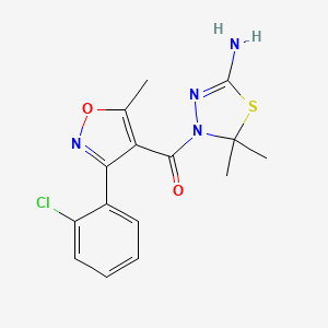 molecular formula C15H15ClN4O2S B6108075 4-{[3-(2-chlorophenyl)-5-methyl-4-isoxazolyl]carbonyl}-5,5-dimethyl-4,5-dihydro-1,3,4-thiadiazol-2-amine 