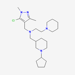 molecular formula C24H42ClN5 B6108084 N-[(5-chloro-1,3-dimethyl-1H-pyrazol-4-yl)methyl]-N-[(1-cyclopentyl-3-piperidinyl)methyl]-2-(1-piperidinyl)ethanamine 