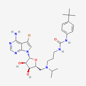 molecular formula C28H40BrN7O4 B610810 1-(3-((((2R,3S,4R,5R)-5-(4-Amino-5-bromo-7H-pyrrolo[2,3-d]pyrimidin-7-yl)-3,4-dihydroxytetrahydrofuran-2-yl)methyl)(isopropyl)amino)propyl)-3-(4-(tert-butyl)phenyl)urea CAS No. 1561178-17-3