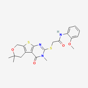 N-(2-methoxyphenyl)-2-[(4,12,12-trimethyl-3-oxo-11-oxa-8-thia-4,6-diazatricyclo[7.4.0.02,7]trideca-1(9),2(7),5-trien-5-yl)sulfanyl]acetamide