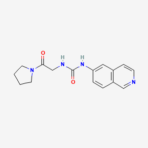 molecular formula C16H18N4O2 B610812 1-异喹啉-6-基-3-[2-氧代-2-(吡咯啉-1-基)乙基]脲 CAS No. 1687736-54-4